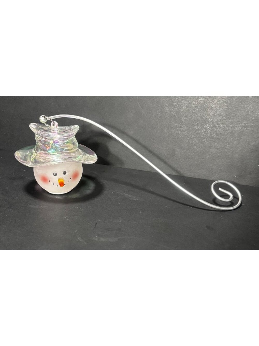 Home Interiors Homco Frosted Iridescent Glass Snowman Candle Snuffer Decor VTG